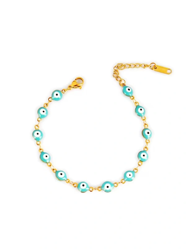 Gourmettes Œil Bleu Turquoise en Acier Inoxydable Kiff