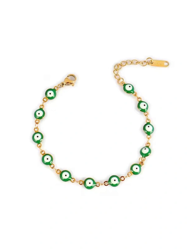 Gourmettes Œil Vert en Acier Inoxydable Kiff