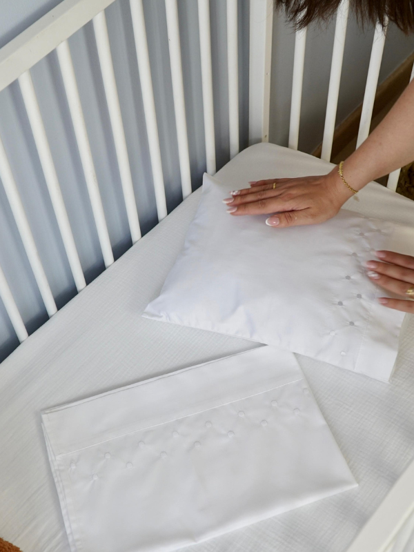 Pack de naissance drap et coussin Brodé Ton sur Ton