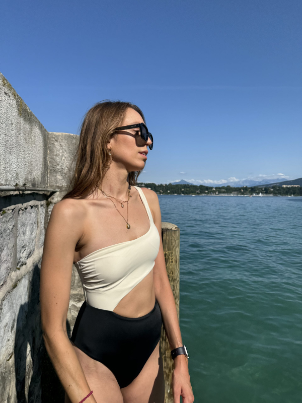 Maillot de bain noir et crème – Image 5