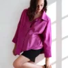 Chemise Pur Coton Oversize Violet Sao Eleven