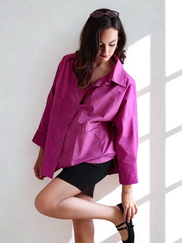 Chemise Pur Coton Oversize Violet Sao Eleven