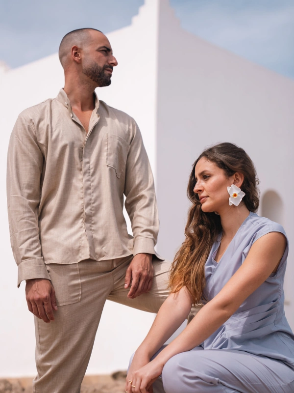 Chemise en lin ADONIS Beige Auzee