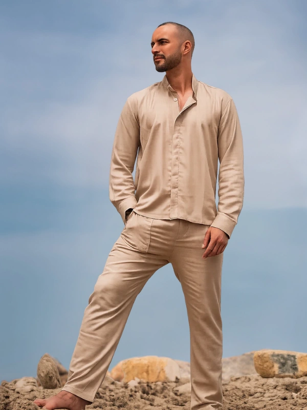 Chemise en lin ADONIS –Beige Auzée