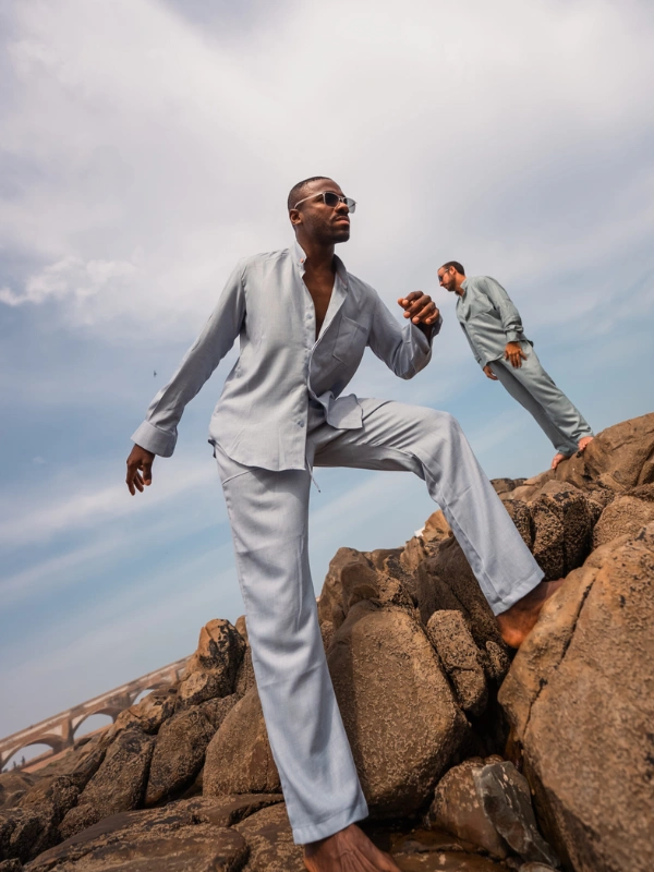 Chemise en lin ADONIS - Bleu ciel Auzée