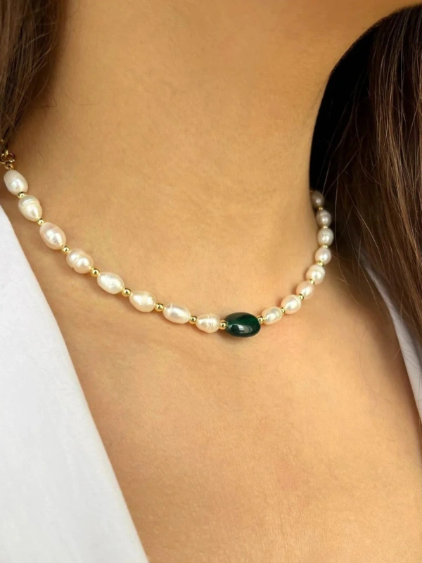 Choker Agate Verte et Joher Moroccan concept