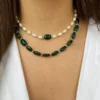 Choker Agate Verte et Joher Moroccan concept
