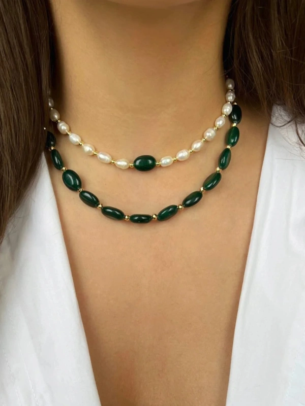Choker Agate Verte et Joher Moroccan concept
