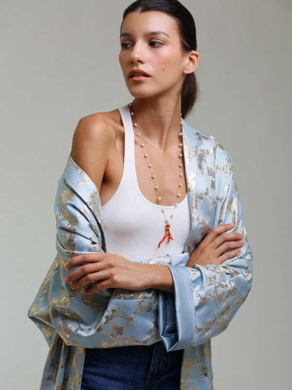 Haori Brochet bleu ciel Magenta Atelier