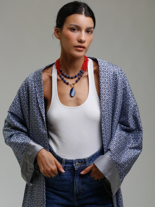 Haori en Coton d'Italie Magenta Atelier