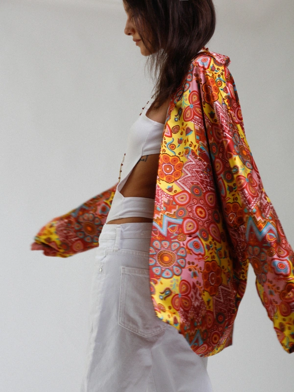 Haori en soie Magenta Atelier