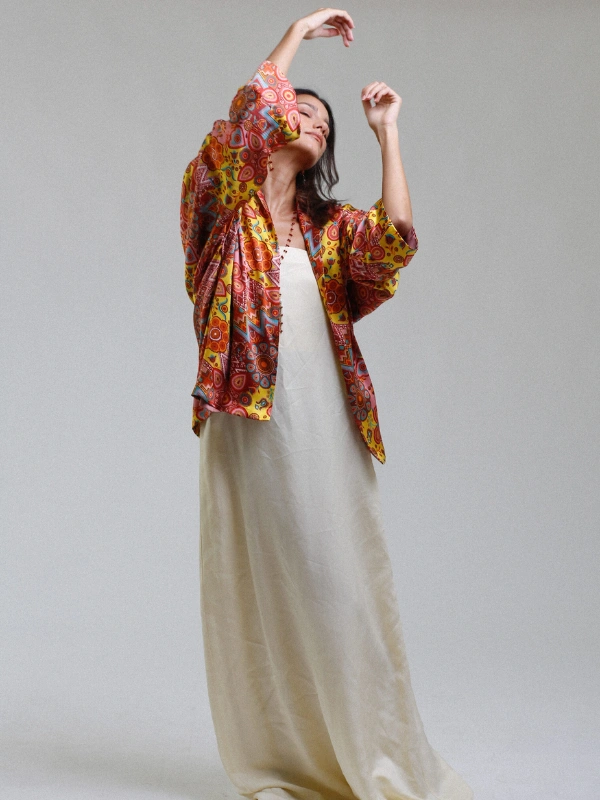 Haori en soie Magenta Atelier