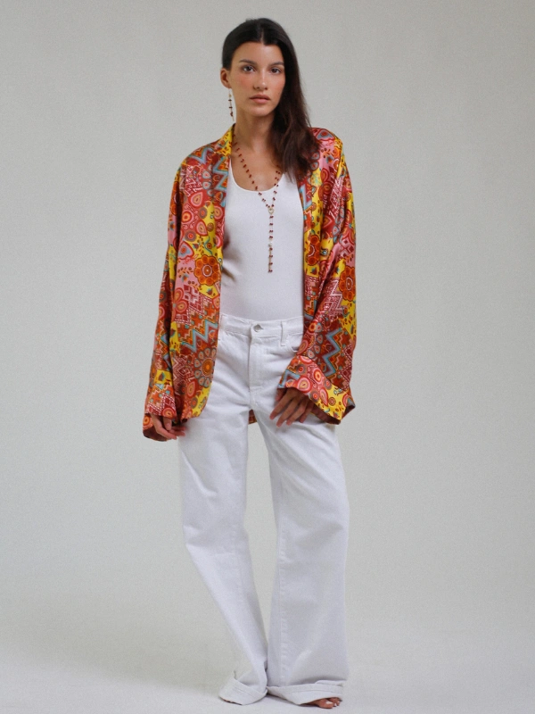 Haori en soie Magenta Atelier