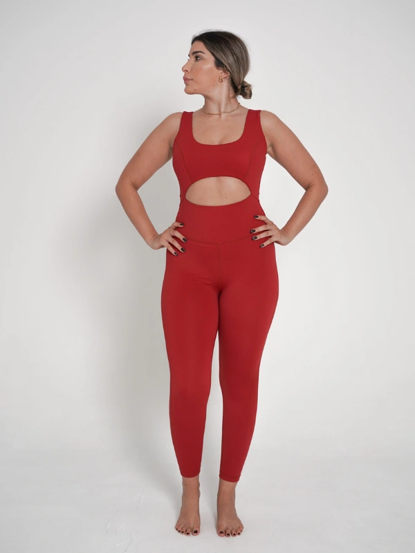 Jumpsuit Cut-Out Red cherry Black Fitdose
