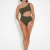 Maillot-One Shoulder Kaki Fitdose