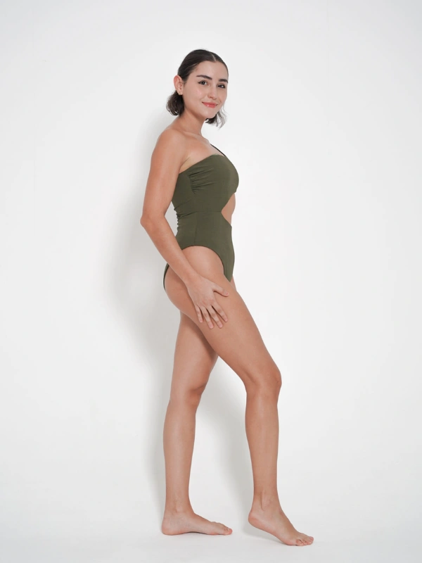 Maillot-One Shoulder Kaki Fitdose