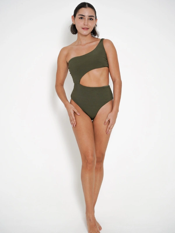 Maillot-One Shoulder Kaki Fitdose