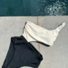 Maillot de bain blanc noir asymetrique Fitdose