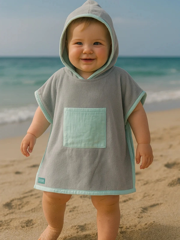 Poncho-de-plage-Vert-Eau-Babymat