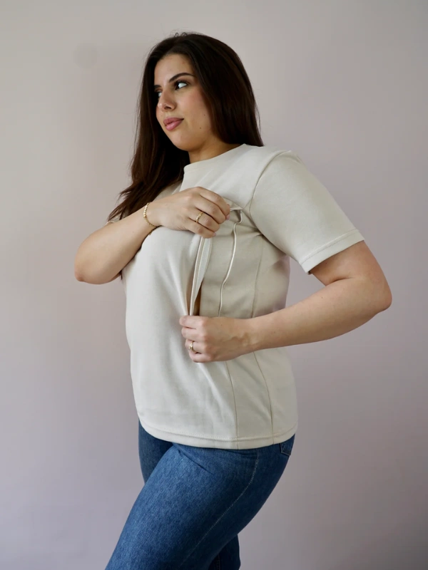T-Shirt d'allaitement –Beige Bambidou