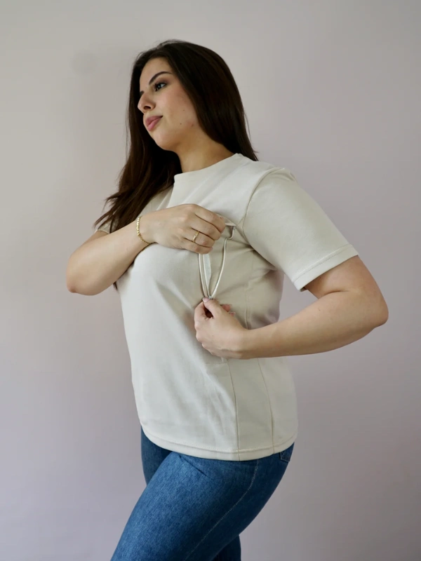 T-Shirt d'allaitement –Beige Bambidou