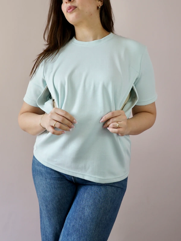 T-Shirt d'allaitement – Vert Eau Bambidou