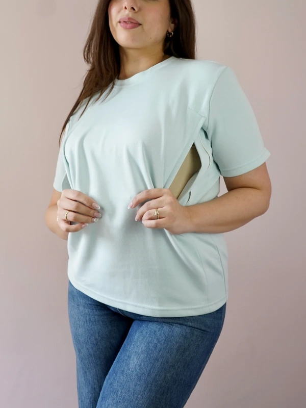 T-Shirt d'allaitement – Vert Eau Bambidou