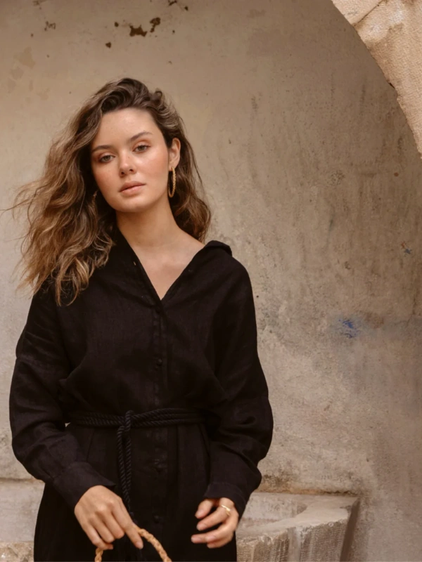 Robe Chemise Lina Noir Bahaar Paris