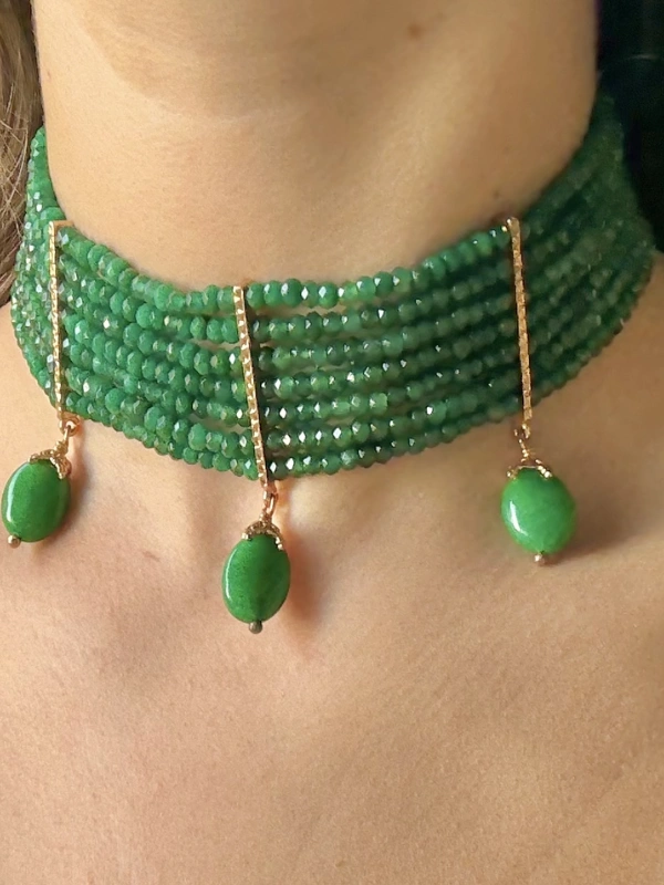 Choker Émeraude Bohème