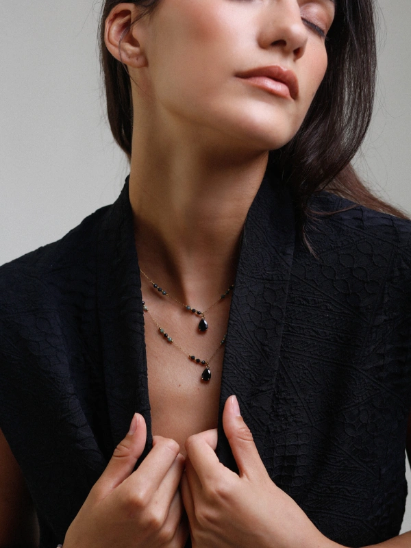 Collier Double Chaine Tanzanite Magenta Jewellery﻿