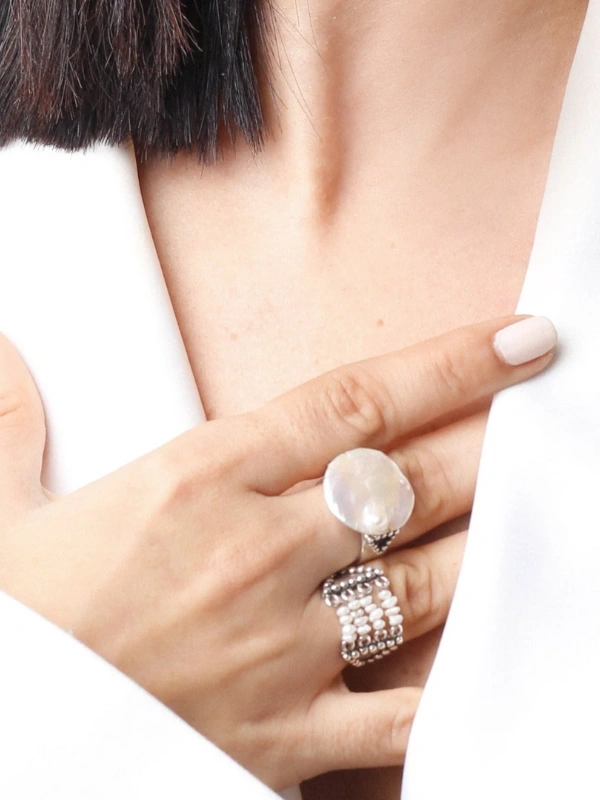 Beaded Pearl Ring Yelli Jewels