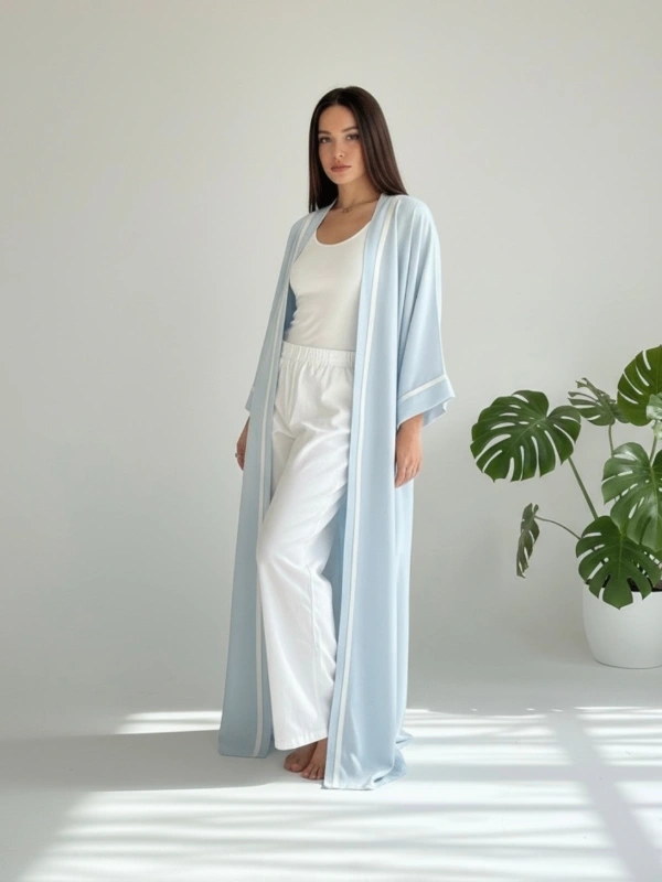 Kimono bleu ciel avec sfifa Maison HL Couture﻿