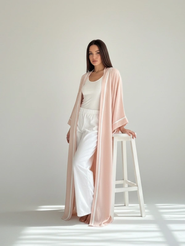 Maison HL Couture_Kimono rose poudré avec sfifa