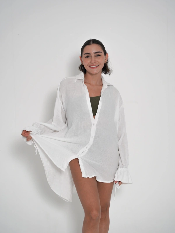 Oversized Twist Shirt - White Fitdose