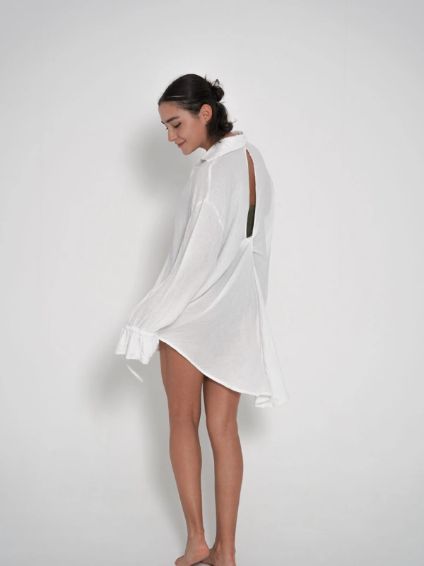 Oversized Twist Shirt - White Fitdose