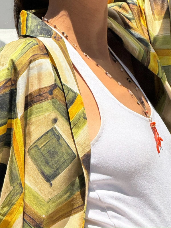 Sautoir Corail et Perles Naturelles Magenta Jewellery﻿