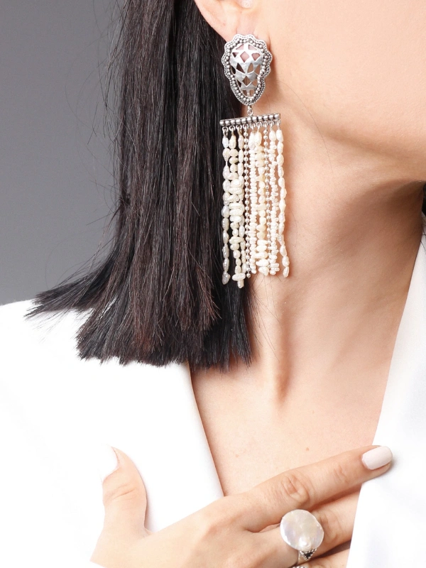 Waterfall Pearl Earrings Yelli Jewels