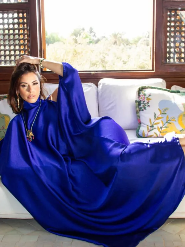 Robe-Gandoura-Satinee-bleu