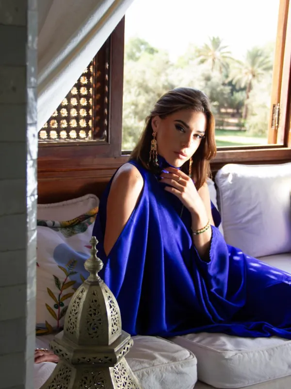 Robe-Gandoura-Satinee-bleu