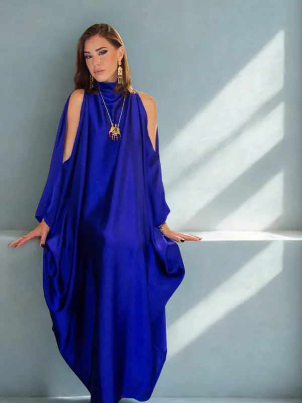 Robe-Gandoura-Satinee-bleu