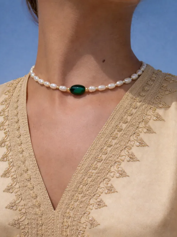 Choker-Agate-Verte-et-Joher-Moroccan-Concept