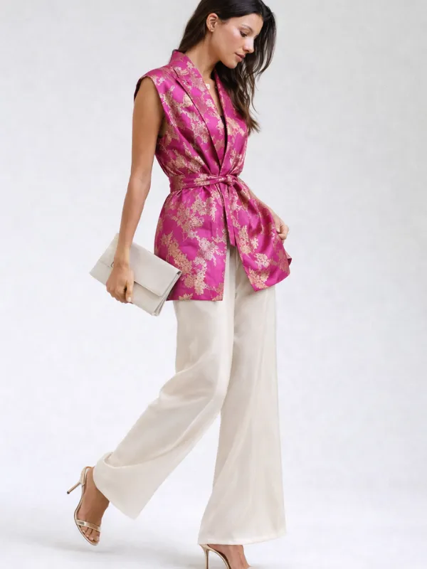 Gilet-Brochet-fushia-Magenta-atelier-