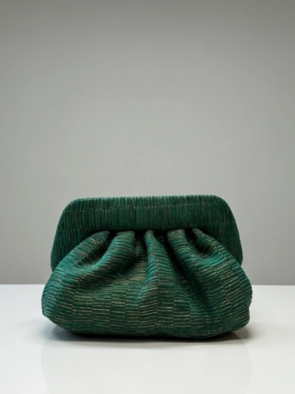 Pochette Velours Texturé Vert Émeraude ÏRTHY Brand