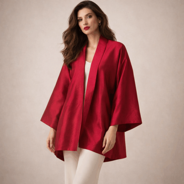 Haori tafta de soie cerise