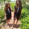 - Kimono à la coupe universelle et son shorty taille haute, style estival en tissu ultra frais, disponible en version matchy matchy Fillette et Maman.