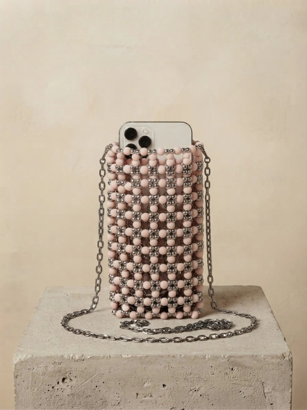 Mini sac perlé Beige Glacé