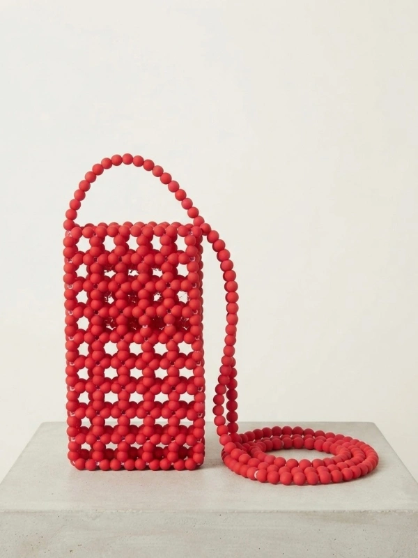 Mini sac perlé rouge