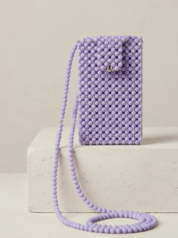 Mini sac perlé violet