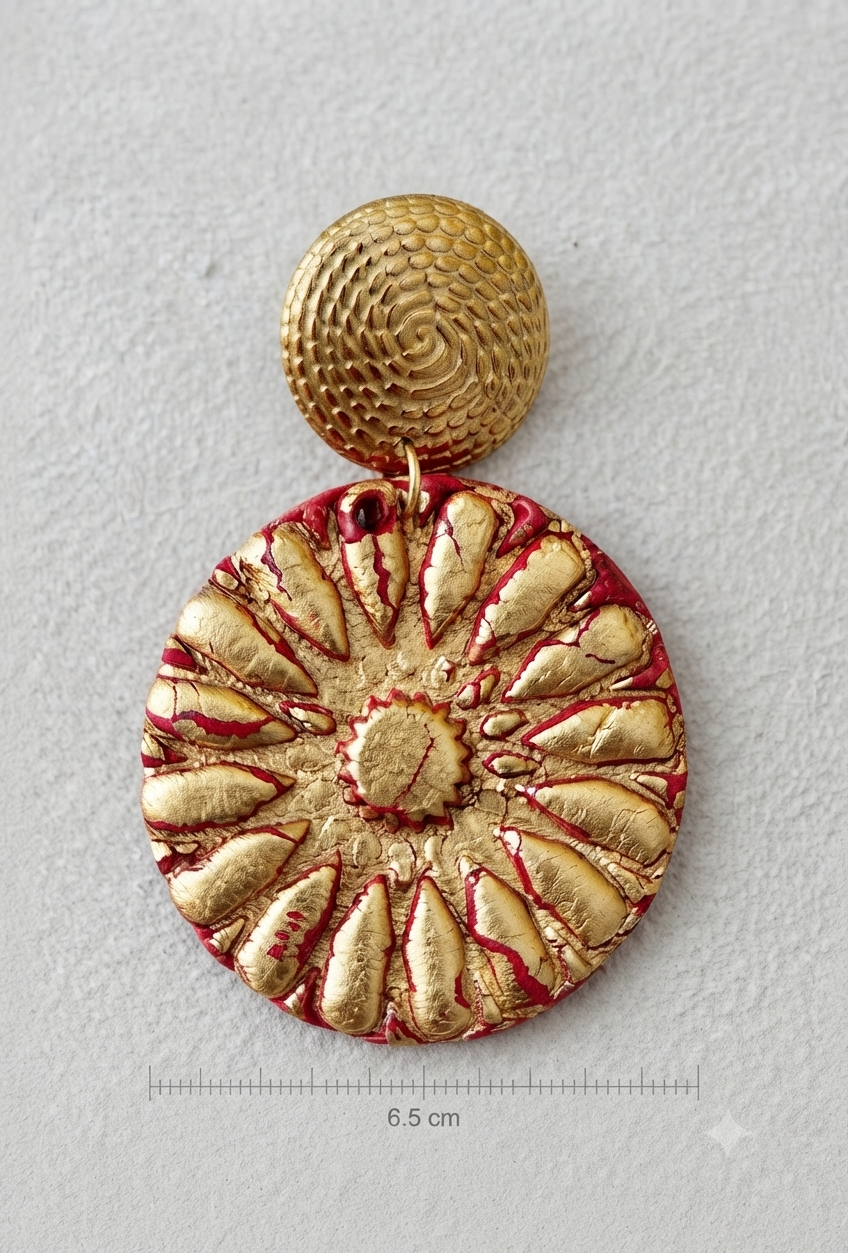 Boucle d’oreille Zellige doré-magenta – Image 2