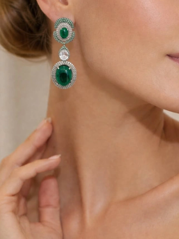 Boucles D'oreilles Émeraude impériale